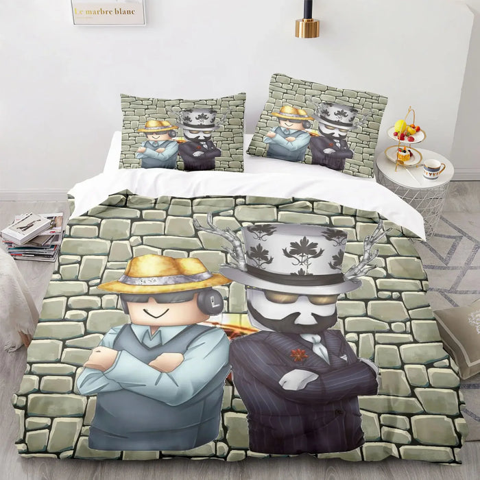 Roblox™ Kids Bedding Set – Colorful Game-Inspired Quilt Cover & Sheet for Dorm or Bedroom