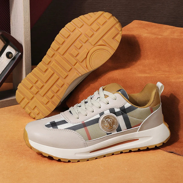 Retro Burberry-Inspired Luxury Sneakers – Classic Plaid Lace-Up Designer Shoes for Men & Women