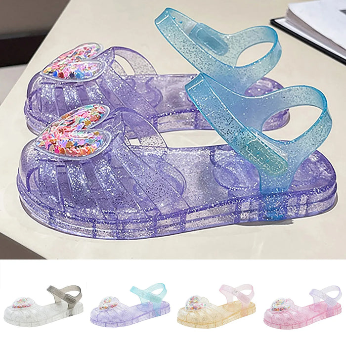 Kids Crystal Jelly Sandals – Glitter Butterfly Summer Shoes for Toddler Girls, Soft Rubber Slip-On