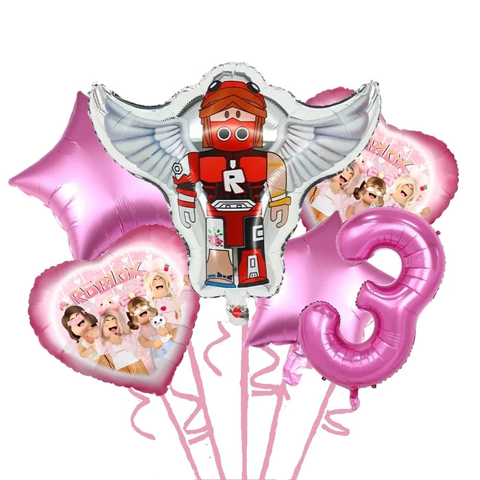 Roblox Birthday Children Decoration Pink Girl Balloons Tableware bag Paper Plate Cup Straw Party Supplies Game Baby Shower