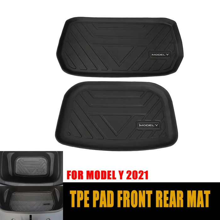 TPEGuard™ Custom-Fit Mat Set – Front & Rear Floor + Trunk Cargo Tray for Tesla Model 3 & Model Y (TPE, Waterproof, Non-Slip)