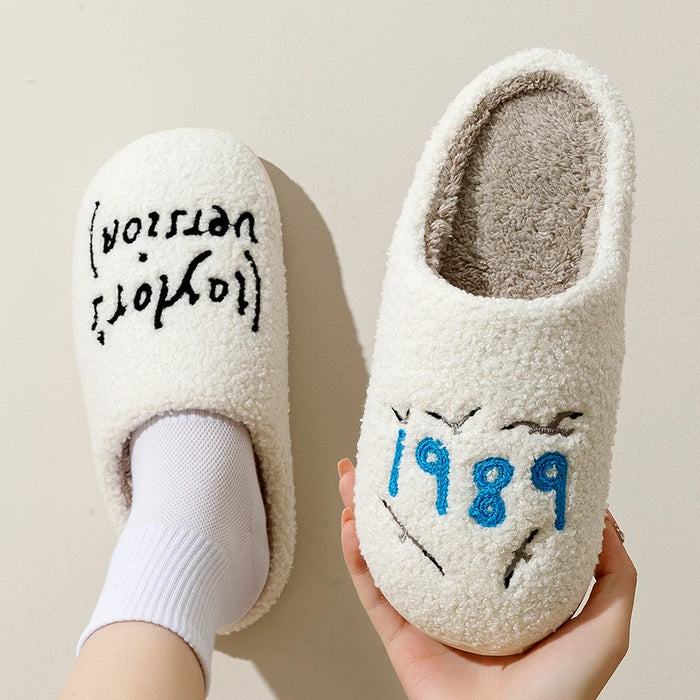 1989 Taylor's Women's Slippers Fuzzy Comfy Flat Taylor Swift Version Swifties Slides Gift for Her