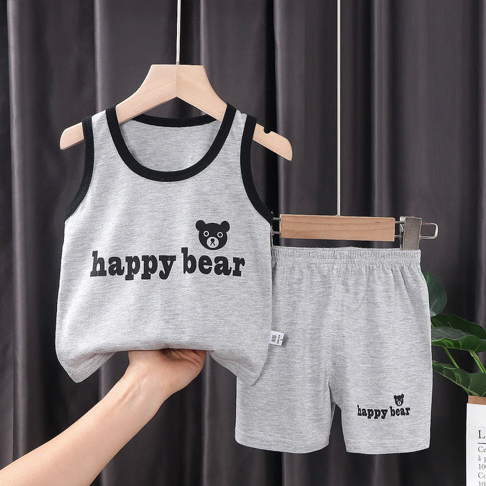 2PCS Kids Summer Outfit Set – Cotton Sleeveless Tank Top & Shorts for Boys and Girls