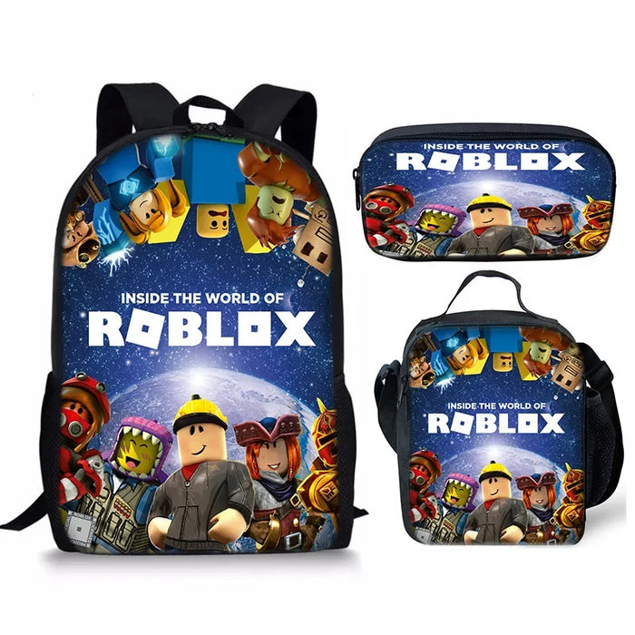 Roblox Three-piece Set of School Bag Game Backpack