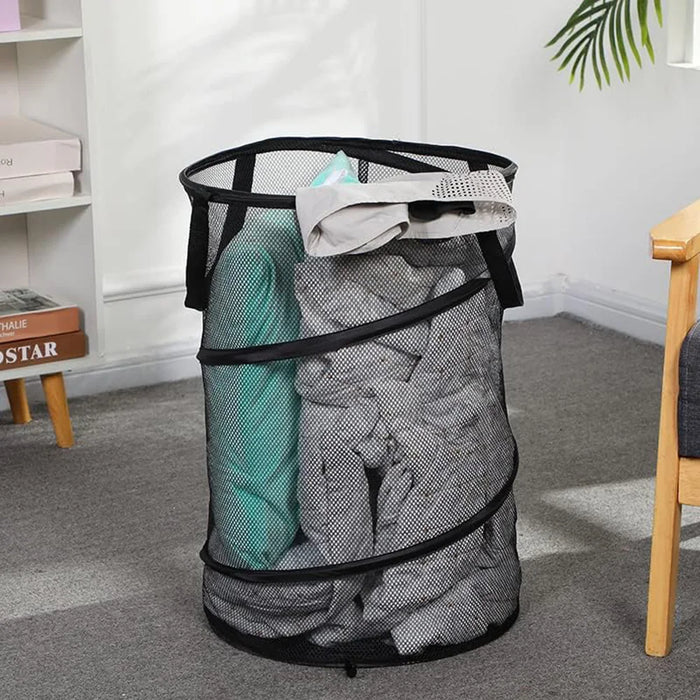 Mesh Popup Laundry Hamper Collapsible Laundry Basket Extra Large Capacity Foldable Clothing Storage Basket with Handles
