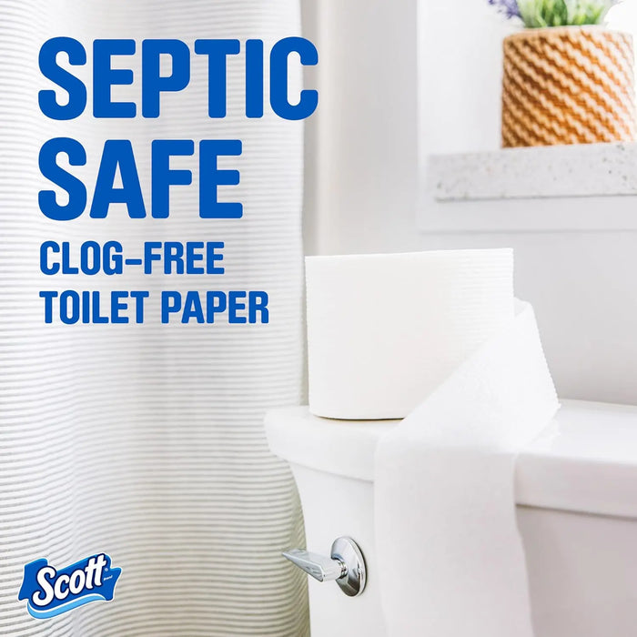 Scott™ 1-Ply Toilet Paper – 12 Double Rolls, 231 Sheets Each, Soft & Septic-Safe Tissue