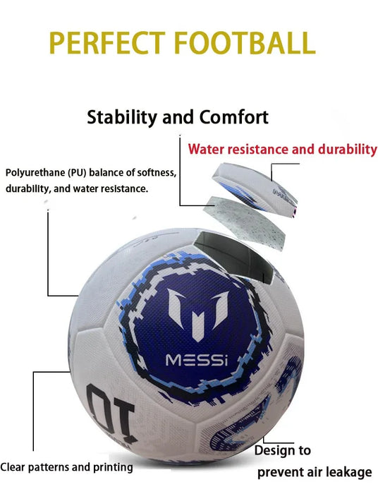 Leo Messi #10 Signature Match Football – Official Size 5 Premium Soccer Ball for Training & Match Play