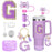 8-Piece Accessories Set for Stanley 30oz & 40oz Tumblers – Silicone Straw Covers, Protective Boot, Handle Charm & Initial Stickers