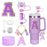 8-Piece Accessories Set for Stanley 30oz & 40oz Tumblers – Silicone Straw Covers, Protective Boot, Handle Charm & Initial Stickers