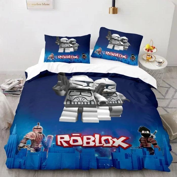 Roblox™ Kids Bedding Set – Colorful Game-Inspired Quilt Cover & Sheet for Dorm or Bedroom