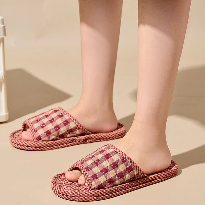 Luxury Designer Indoor Slippers – Soft Cotton, Lightweight & Anti-Slip Retro Home Slides for Ultimate Comfort
