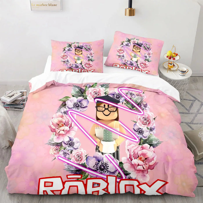 Roblox™ Kids Bedding Set – Colorful Game-Inspired Quilt Cover & Sheet for Dorm or Bedroom