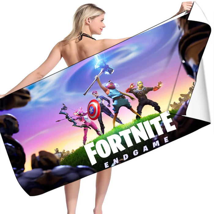Fortnite Kids Wearable Bath Towel – Soft Microfiber Hooded Cartoon Bathrobe for Boys & Girls, Quick-Dry Beach & Bath Wrap
