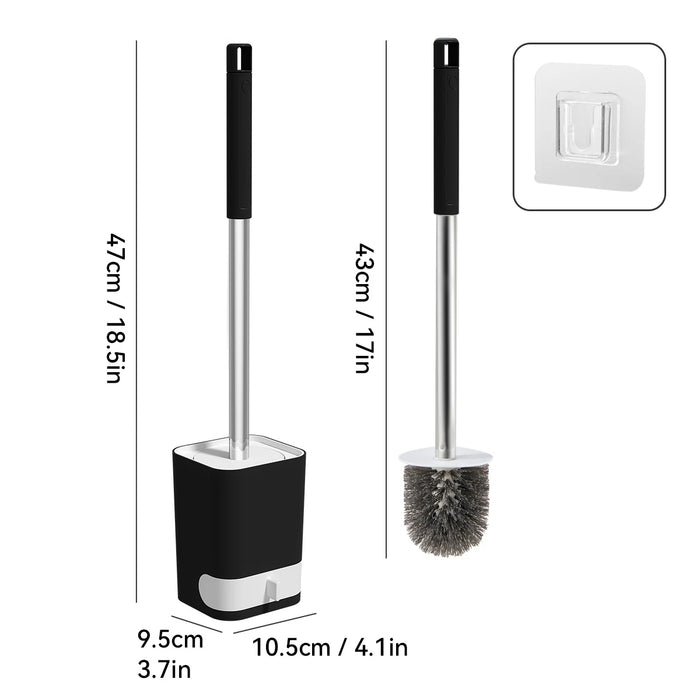 CleanMount™ Punch-Free Toilet Brush – Wall-Mounted with Drainable Base & Long Handle