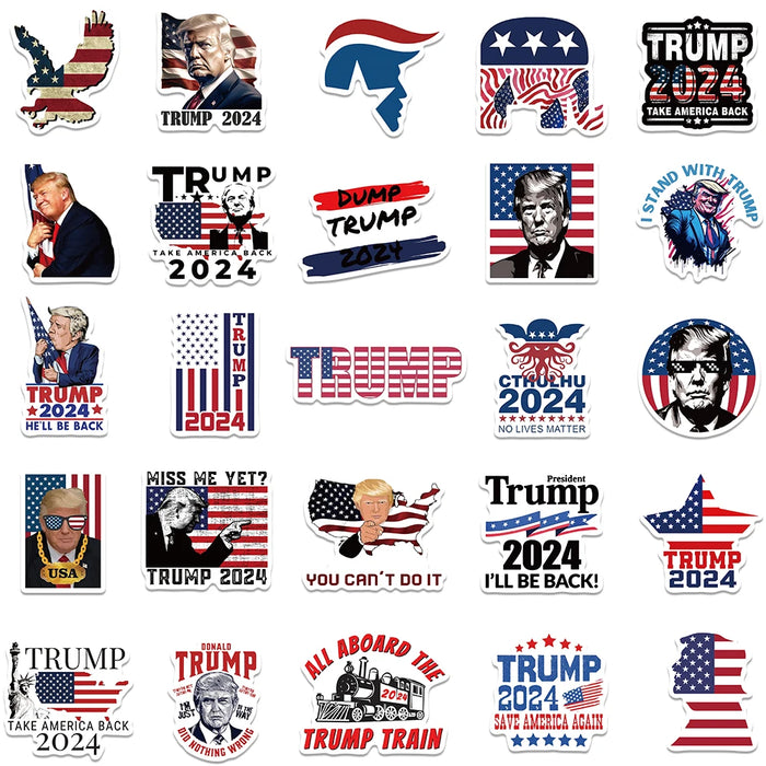 50pcs American Trump Graffiti Decals Laptop Guitar Skateboard Luggage Waterproof Stickers