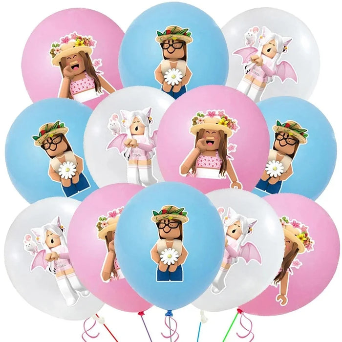 Roblox Birthday Children Decoration Pink Girl Balloons Tableware bag Paper Plate Cup Straw Party Supplies Game Baby Shower