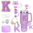 8-Piece Accessories Set for Stanley 30oz & 40oz Tumblers – Silicone Straw Covers, Protective Boot, Handle Charm & Initial Stickers