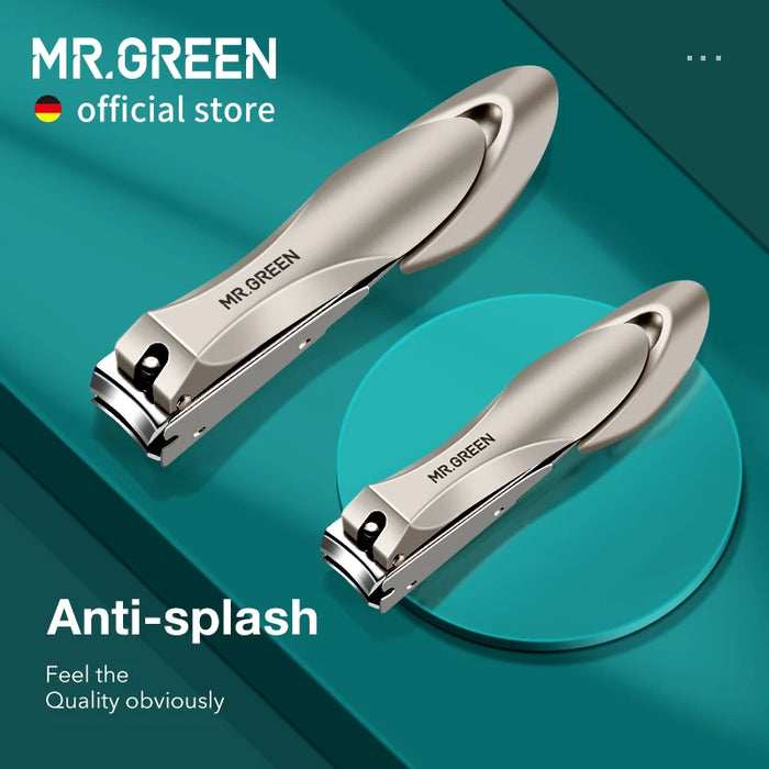 MR.GREEN Premium Stainless Steel Nail Clipper – Anti-Splash, Ergonomic Bionic Design for Manicure & Pedicure