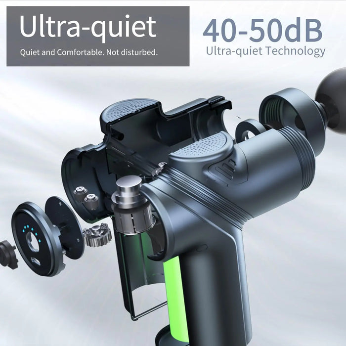 Mini Deep Tissue Massage Gun – Quiet Brushless Motor with 4 Interchangeable Heads | Portable Muscle Massage & Relaxation Device