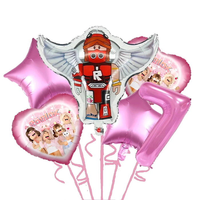 Roblox Birthday Children Decoration Pink Girl Balloons Tableware bag Paper Plate Cup Straw Party Supplies Game Baby Shower