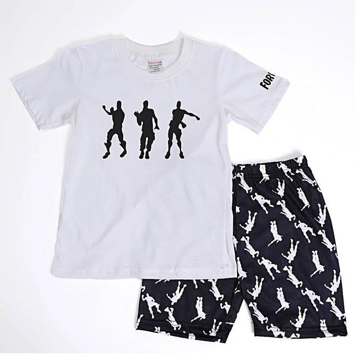 Fortnite Gamer Kids’ Summer Set – Cartoon Anime T-Shirt & Shorts Sportswear for Boys & Girls