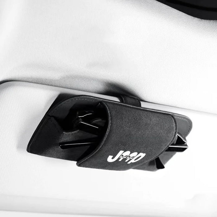 Jeep Car Sun Visor Storage Box Bag Sunglasses Case Holder for Jeep Wrangler JK JL TJ Renegade Grand Cherokee