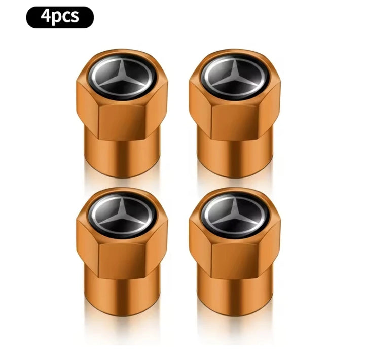 4PCS Mercedes-Benz AMG Metal Tire Valve Stem Caps – Premium Wheel Dust Covers for Mercedes A/B/C/E/S/GLC/CLA/GLE/W204/W205