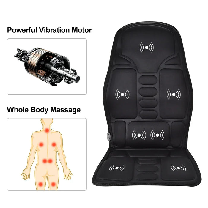 Full-Body Heated Massage Cushion with 7 Powerful Vibration Motors – Back, Neck & Waist Therapy for Car, Home & Office