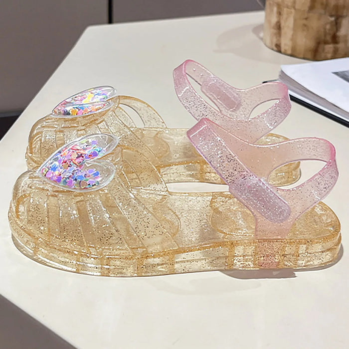 Kids Crystal Jelly Sandals – Glitter Butterfly Summer Shoes for Toddler Girls, Soft Rubber Slip-On