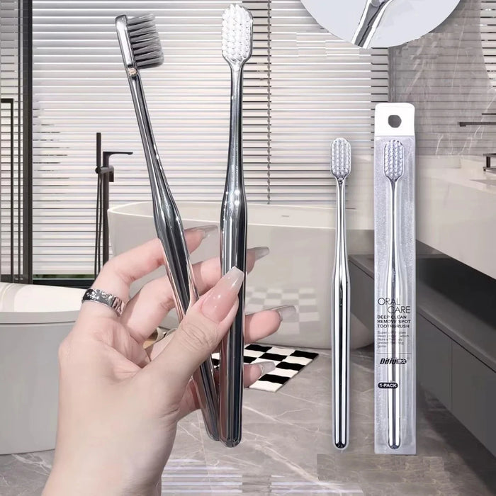 Luxury Metallic Edition Toothbrush | Elegant Gold & Silver Design with Medium-Firm Bristles for Adults
