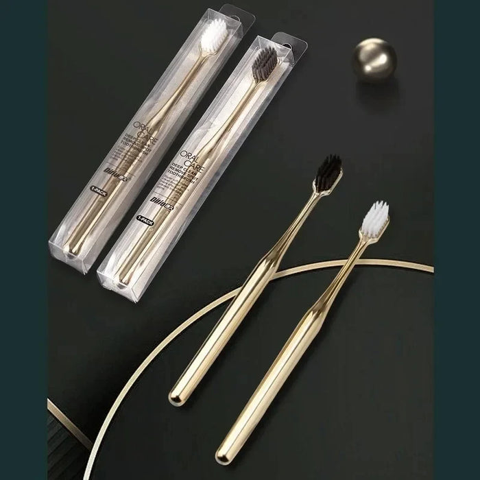 Luxury Metallic Edition Toothbrush | Elegant Gold & Silver Design with Medium-Firm Bristles for Adults