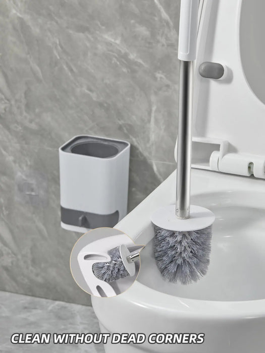 CleanMount™ Punch-Free Toilet Brush – Wall-Mounted with Drainable Base & Long Handle