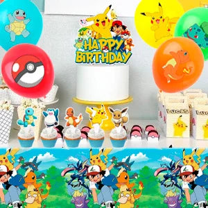 38PCS Pokémon Birthday Party Supplies Set – Pikachu Themed Decorations with Balloons, Banner, Tablecloth & More