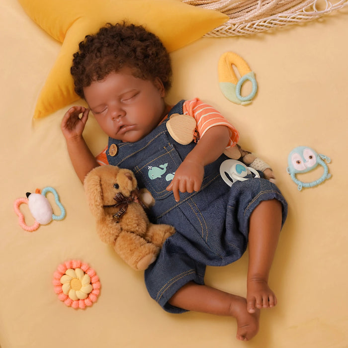 Reborn Baby Dolls Black - 18 Inch Soft Vinyl Realistic African American Baby Doll Sleeping Lifelike Real Life Newborn Baby Doll
