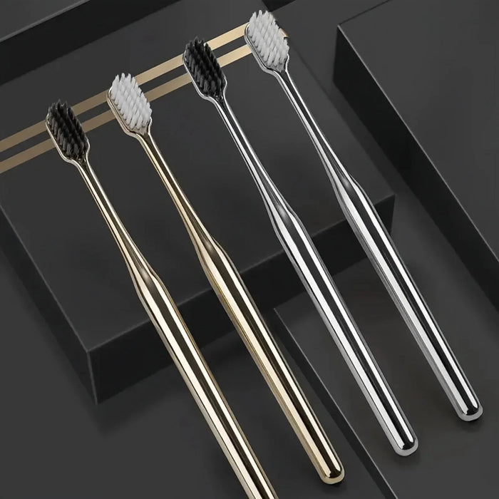Luxury Metallic Edition Toothbrush | Elegant Gold & Silver Design with Medium-Firm Bristles for Adults