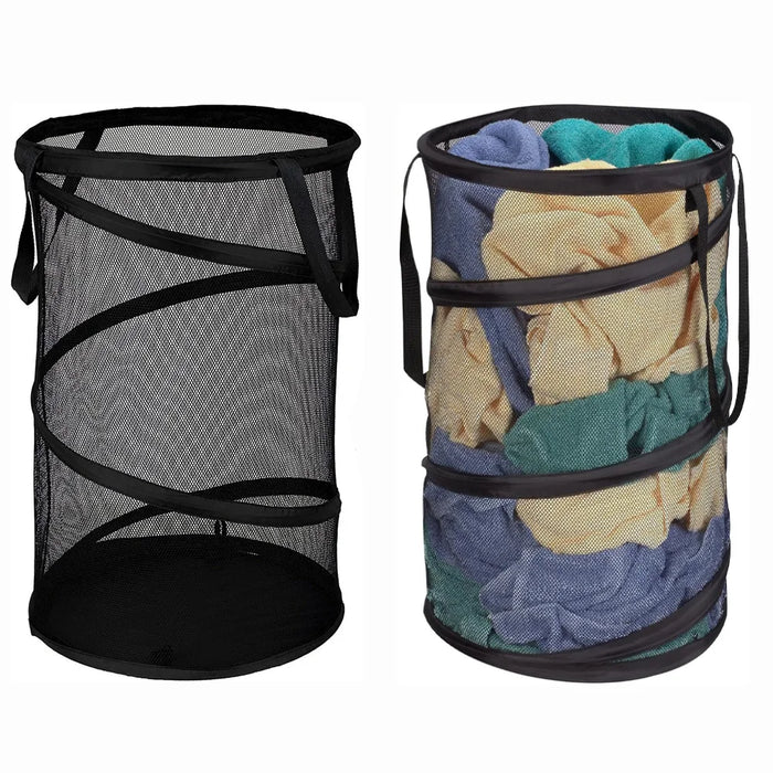 Mesh Popup Laundry Hamper Collapsible Laundry Basket Extra Large Capacity Foldable Clothing Storage Basket with Handles