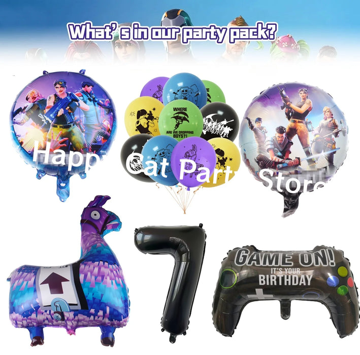 Game Fortnite Birthday Party Decoration Cartoon Plate Tablecloth Baby Shower Kids Favors Party Supplies