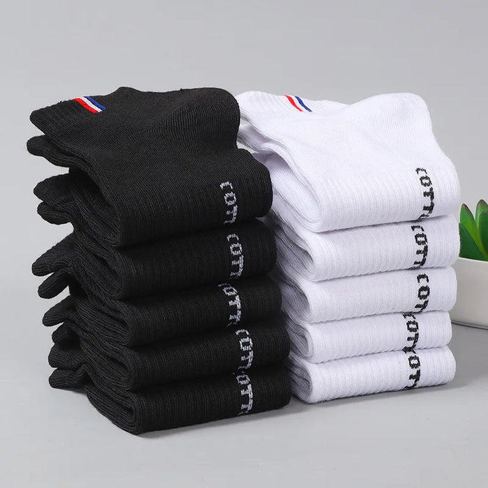 20/50 Pairs Men’s Short Crew Socks – Soft, Comfortable Black & White Athletic Socks for Everyday Wear