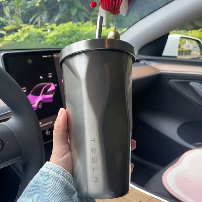 CyberTruck™ Tesla Tumbler – Stainless Steel Travel Mug for Model 3 & Y (Fits Cup Holder, Spill-Proof)