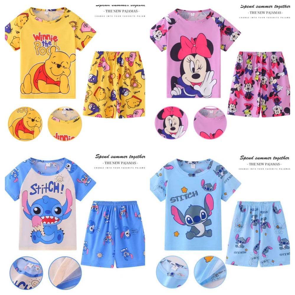 New Children Winnie Bear Boys Girls Kids Clothing Sets Stitch Mikey Kid Sleepwear