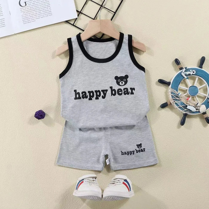 2PCS Kids Summer Outfit Set – Cotton Sleeveless Tank Top & Shorts for Boys and Girls
