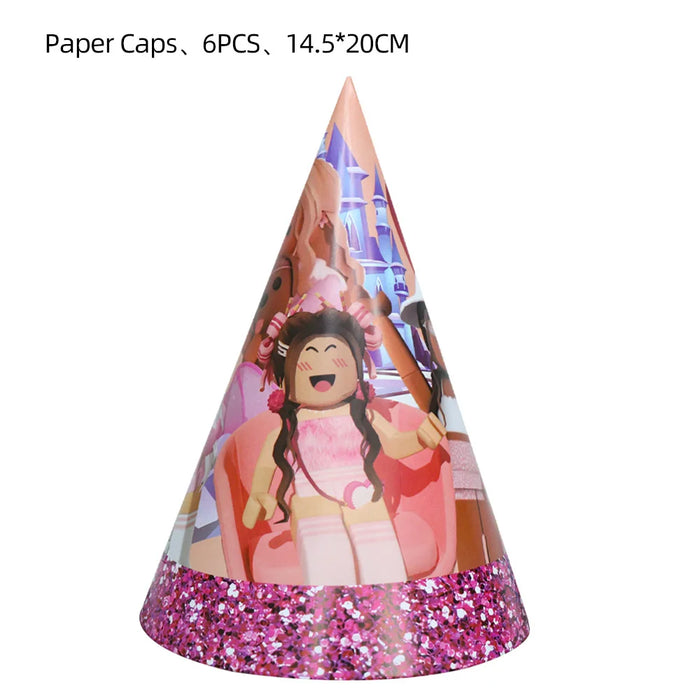 Roblox Birthday Children Decoration Pink Girl Balloons Tableware bag Paper Plate Cup Straw Party Supplies Game Baby Shower