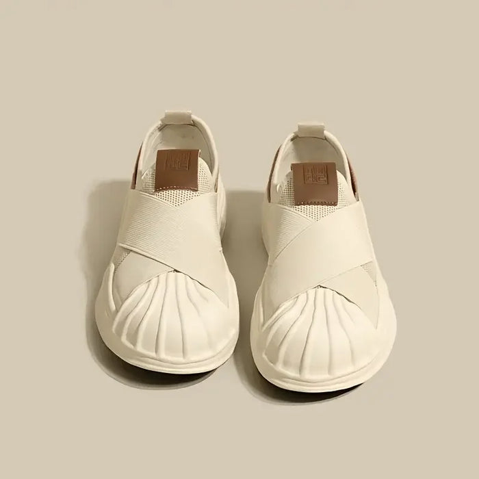 Off-White Black Women’s Slip-On Sneakers – Stylish Mesh Breathable Casual Shoes