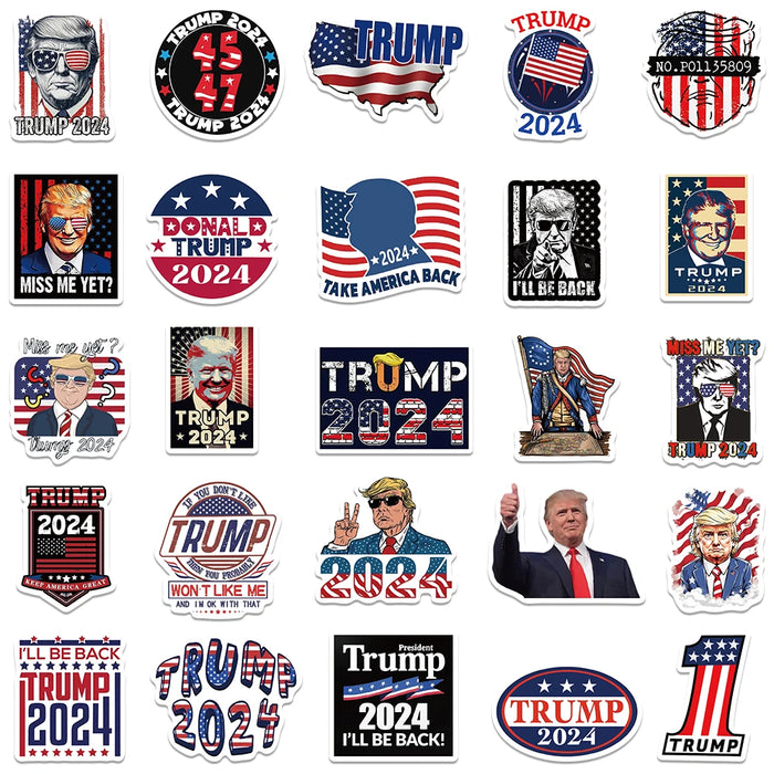 50pcs American Trump Graffiti Decals Laptop Guitar Skateboard Luggage Waterproof Stickers