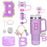 8-Piece Accessories Set for Stanley 30oz & 40oz Tumblers – Silicone Straw Covers, Protective Boot, Handle Charm & Initial Stickers