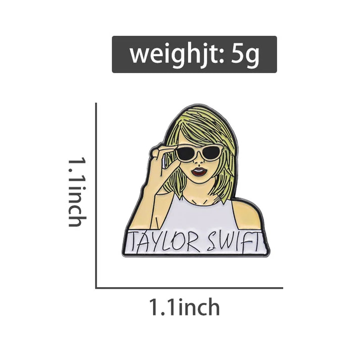 American pop style creative music peripheral metal badge singer Taylor Swift brooch