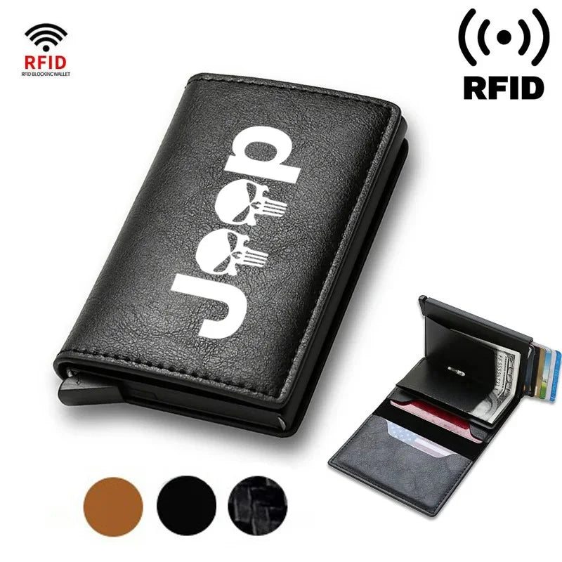 Rfid Credit Card Holder Leather Wallets For Jeep