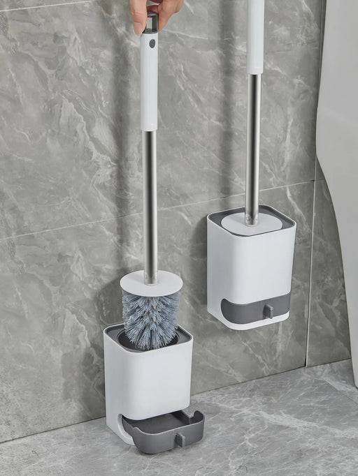 CleanMount™ Punch-Free Toilet Brush – Wall-Mounted with Drainable Base & Long Handle
