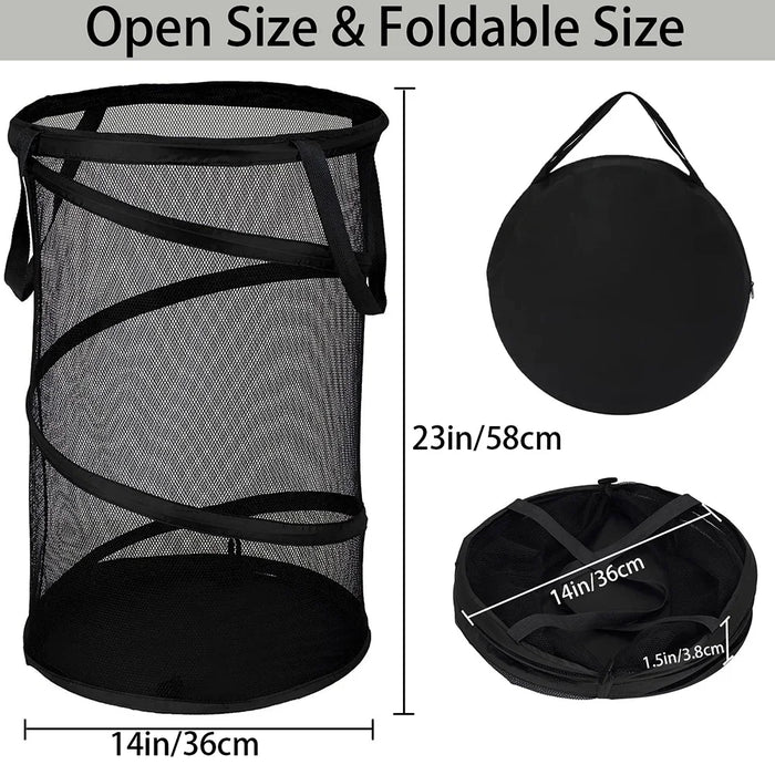 Mesh Popup Laundry Hamper Collapsible Laundry Basket Extra Large Capacity Foldable Clothing Storage Basket with Handles