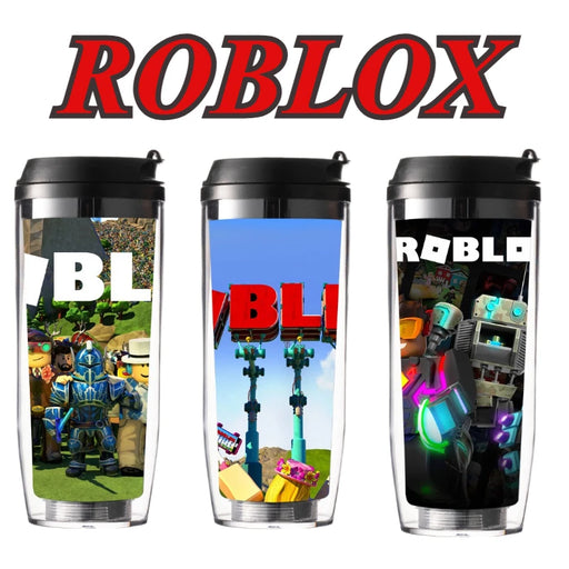 Roblox Double Straw Water Cup – Heat-Insulated Plastic Drink Tumbler for Kids, Game Gift for Birthdays